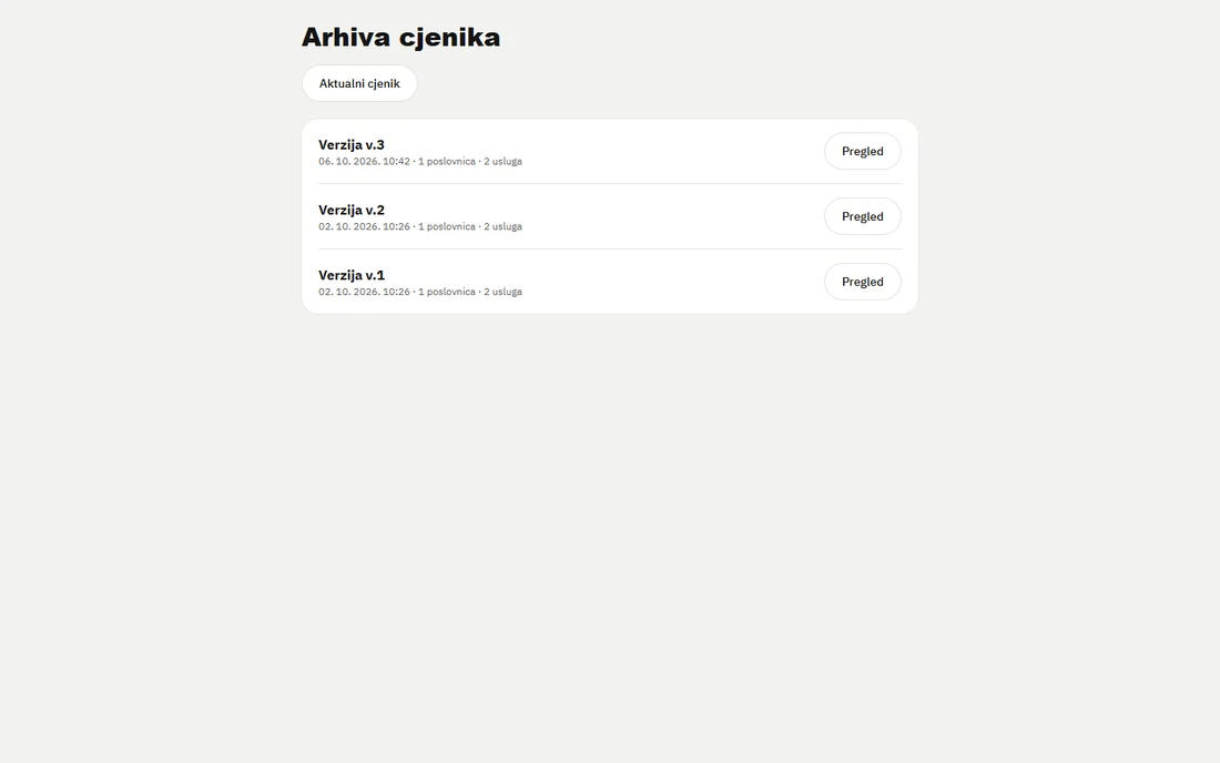 Javna arhiva prethodnih verzija i CSV datoteka