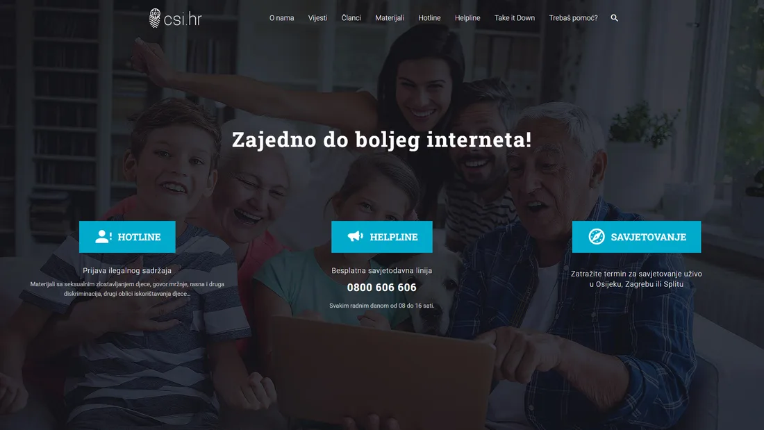 Bestehende Startseite des kroatischen Safer Internet Centre — SEO- und AI/AEO-Optimierung